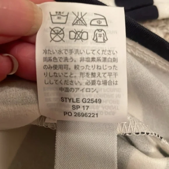 J Crew Women's Nautical Navy and White Striped Off the Shoulder 3/4 Sleeve Top - Picture 8 of 9